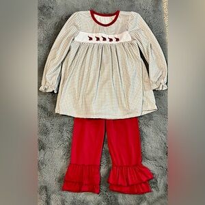Boutique Alabama Crimson and White Gingham Dress with Ruffle Pants